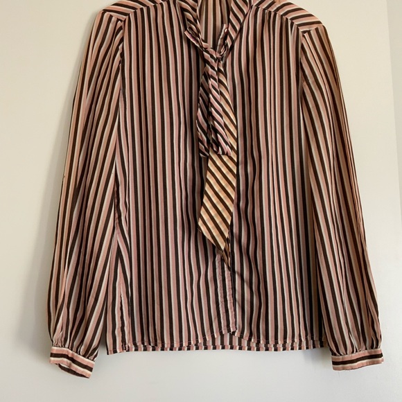 70s Vintage Neapolitan Striped Pussybow Blouse Size Small - Picture 3 of 4